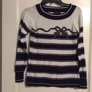 Luisa Spagnoli Blue Light Gray Striped Sweater S